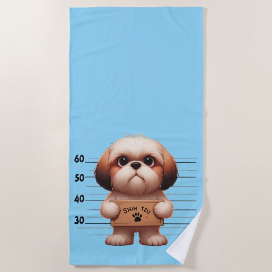 Stoute Shih Tzu Strandlaken (Voorkant)