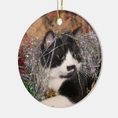 Stoute smokingcat Kerstmis Keramisch Ornament (Links)