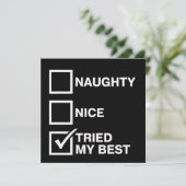 Stoute Stoute Lijst Geprobeerd Mijn Best Santa Gra Feestdagenkaart (Staand voorkant)