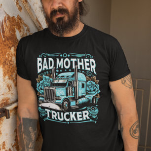 Stoute trucker omarmd door slechte moeder trucker t-shirt
