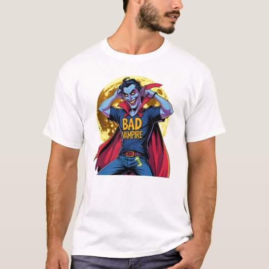 Stoute vampier, Grappige Vampier Man T-shirt (Voorkant)