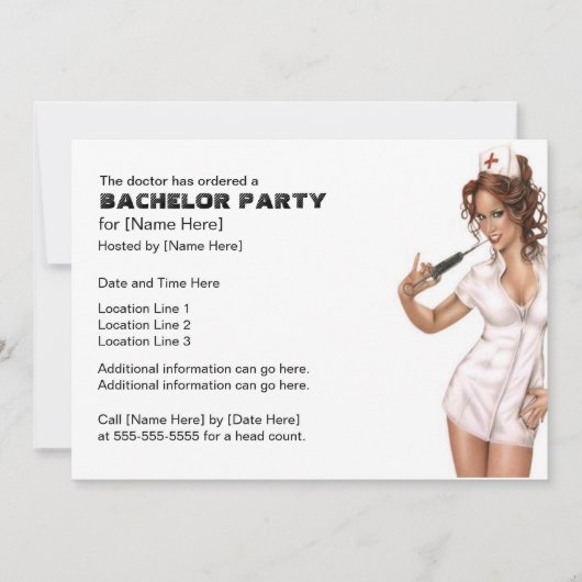 Stoute Verpleegster Bachelorfeest Uitnodigingen (Voorkant)