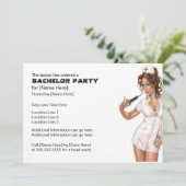 Stoute Verpleegster Bachelorfeest Uitnodigingen (Staand voorkant)