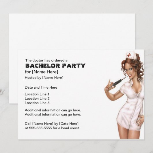 Stoute Verpleegster Bruiloft Uitnodigingen (Voorkant / Achterkant)