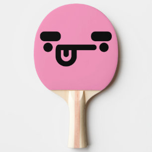 Stoute Verwarde Gezicht Licht Roze Ping Pong Bat Tafeltennisbatje