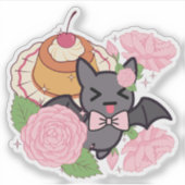 Stoute Vleermuis en Kawaii Caramel Flan Sticker (Voorkant)