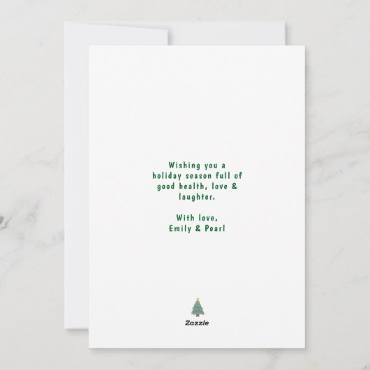 Stoute witte kat met een rode kerstmuts Modern Feestdagenkaart (Achterkant)