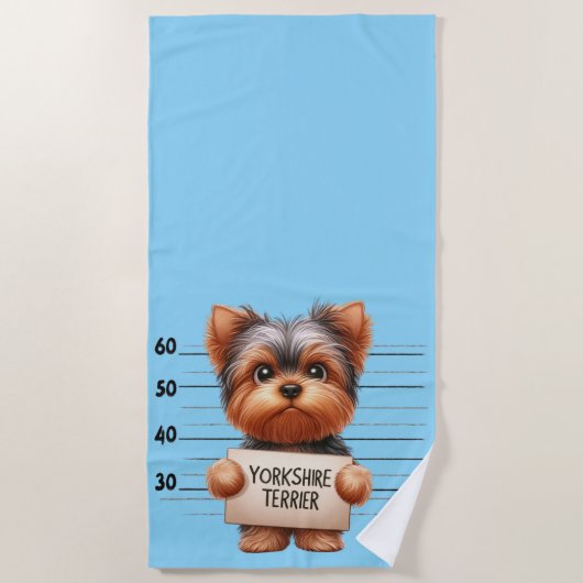 Stoute Yorkshire Terrier Strandlaken (Voorkant)