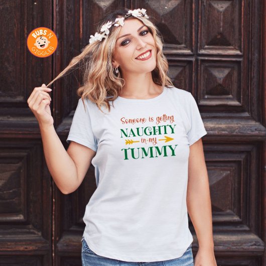 Stoute zwangerschapsaankondiging Kerstmis T-shirt