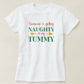 Stoute zwangerschapsaankondiging Kerstmis T-shirt (Design voorkant)