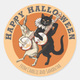 Stoute zwarte kat en konijn CC1052 Halloween Ronde Sticker