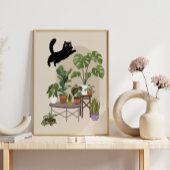Stoute Zwarte Kat & Monstera Jungle Poster