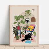 Stoute Zwarte Kat Schattig Grappig Speelse Kattenl Poster