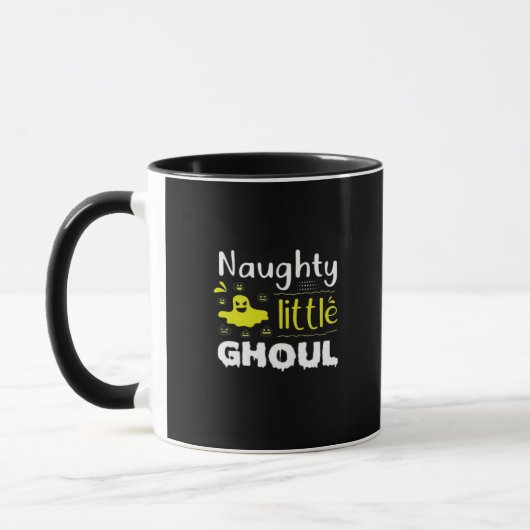 Stoutig Klein Geestje Grappig Halloween-ontwerp Mok (Links)