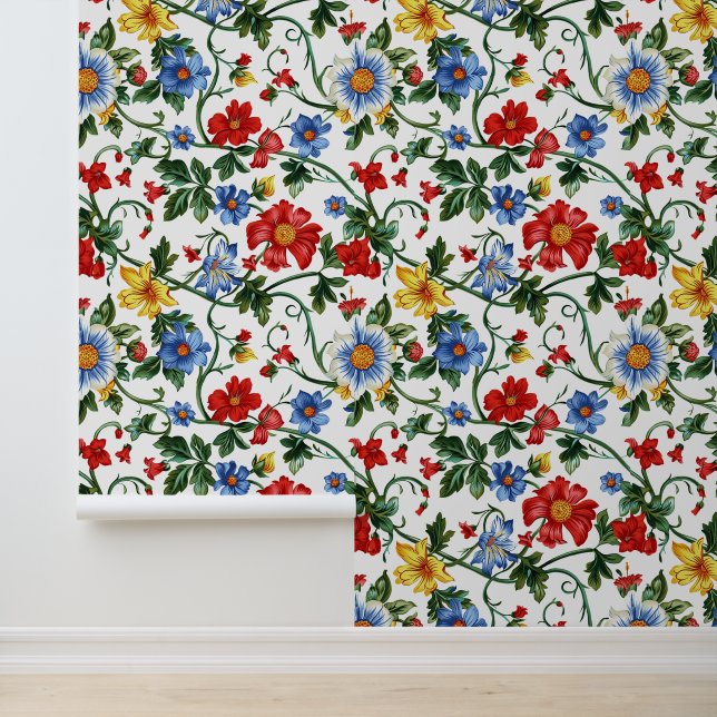 stoutmoedig bloeien | Levendig Floral Botanisch Pa Behang (Applicatie)