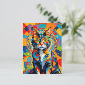 Stoutmoedige Abstracte kattenkunst Briefkaart (Staand voorkant)