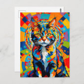Stoutmoedige Abstracte kattenkunst Briefkaart (Voorkant / Achterkant)