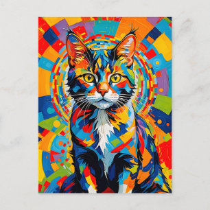 Stoutmoedige Abstracte kattenkunst Briefkaart