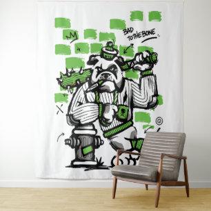Stoutmoedige Bulldog Gangster Kunst Wandkleed