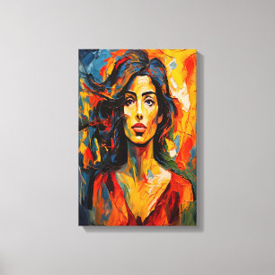 Stoutmoedige expressionistische vrouw Abstracte po Canvas Afdruk