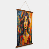 Stoutmoedige expressionistische vrouw Abstracte po Hangend Wandkleed (Gebogen)