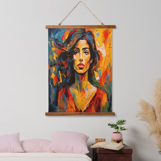 Stoutmoedige expressionistische vrouw Abstracte po Hangend Wandkleed (Slaapkamer)