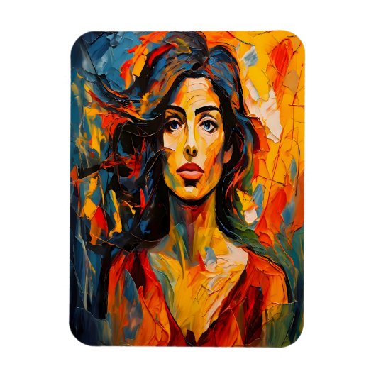 Stoutmoedige expressionistische vrouw Abstracte po Magneet (Verticaal)