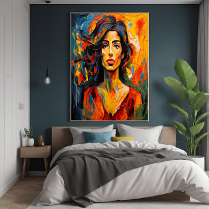Stoutmoedige expressionistische vrouw Abstracte po Perfect Poster