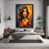 Stoutmoedige expressionistische vrouw Abstracte po Poster