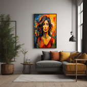 Stoutmoedige expressionistische vrouw Abstracte po Poster