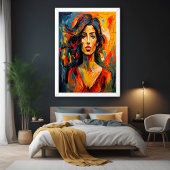 Stoutmoedige expressionistische vrouw Abstracte po Poster