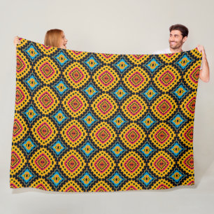Stoutmoedige geometrische diamantpatroon tribale i fleece deken