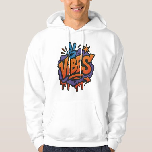 Stoutmoedige graffiti "Vibes" Street Art Hoodie (Voorkant)