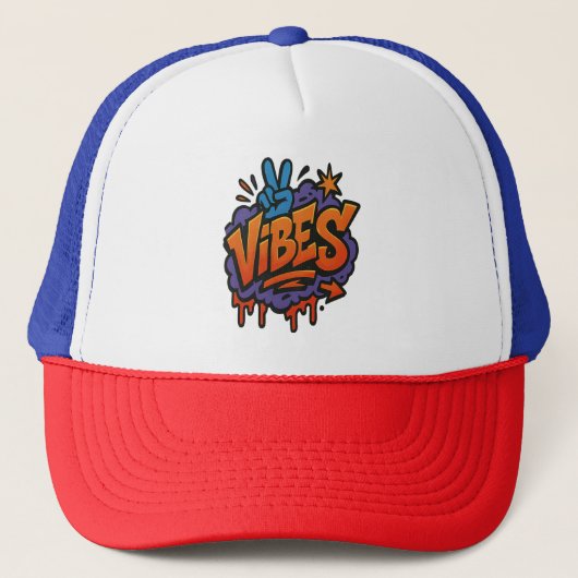 Stoutmoedige graffiti "Vibes" Street Art Trucker Pet (Voorkant)
