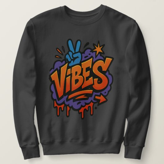 Stoutmoedige graffiti "Vibes" Street Art Trui (Design voorkant)