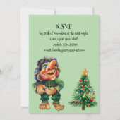 Stoutmoedige Kersttrol en Boom Plezier Kaart (Achterkant)