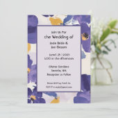 Stoutmoedige paarse bloem huwelijksuitnodiging kaart (Staand voorkant)