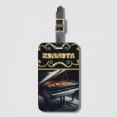 Stoutmoedige Piano Art op Stijlvol Zwart Bagagelabel (Voorkant (verticaal))