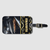 Stoutmoedige Piano Art op Stijlvol Zwart Bagagelabel (Voorkant (horizontaal))