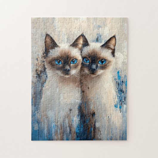 Stoutmoedige Siamese katten schilderen Legpuzzel (Verticaal)