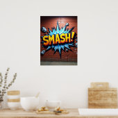 Stoutmoedige SMASH! Stripstijl kunst Poster (Keuken)
