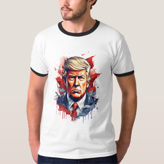 Stoutmoedige Waterverf Donald Trump T-Shirt Design (Voorkant)