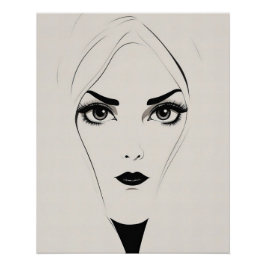 Stoutmoedige zwart-wit Abstracte vrouw Perfect Poster