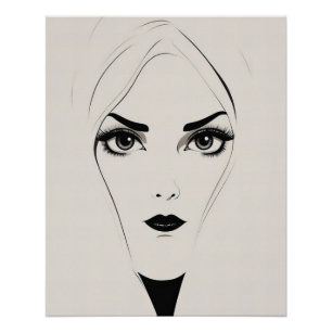 Stoutmoedige zwart-wit Abstracte vrouw Perfect Poster