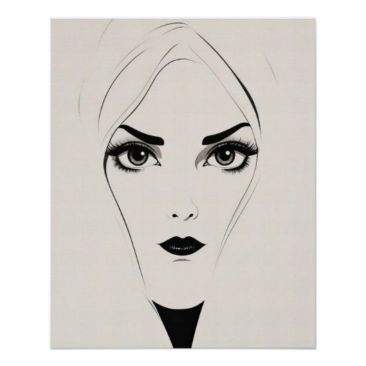 Stoutmoedige zwart-wit Abstracte vrouw Perfect Poster (Voorkant)