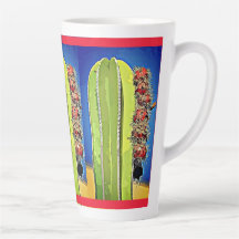 Stove Pipe Cactus in Bloom Latte Mok