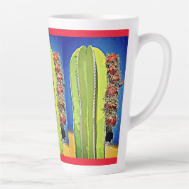Stove Pipe Cactus in Bloom Latte Mok