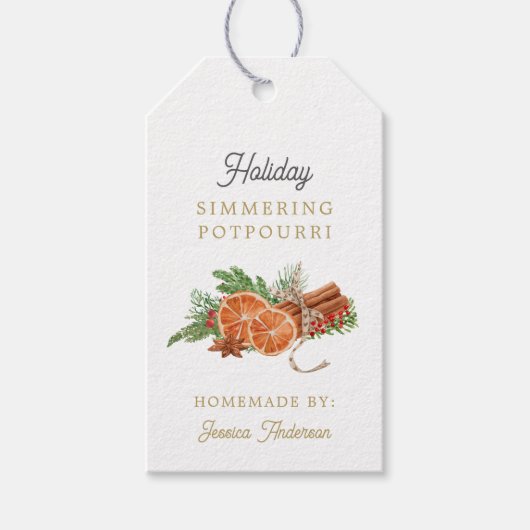 Stovetop Potpourri Christmas Label, Holiday Simmer Cadeaulabel (Voorkant)