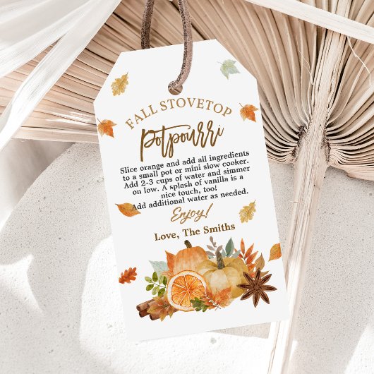 Stovetop Potpourri Herfst Waardering Gift Label Cadeaulabel