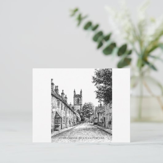 Stow-on-the-World Village Sketch, Cotswolds, Veren Briefkaart (Staand voorkant)